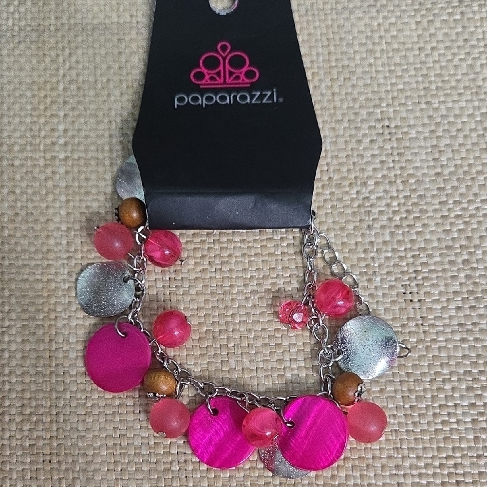 SALE! Paparazzi Vibrant Pink and Silver Charm Bracelet